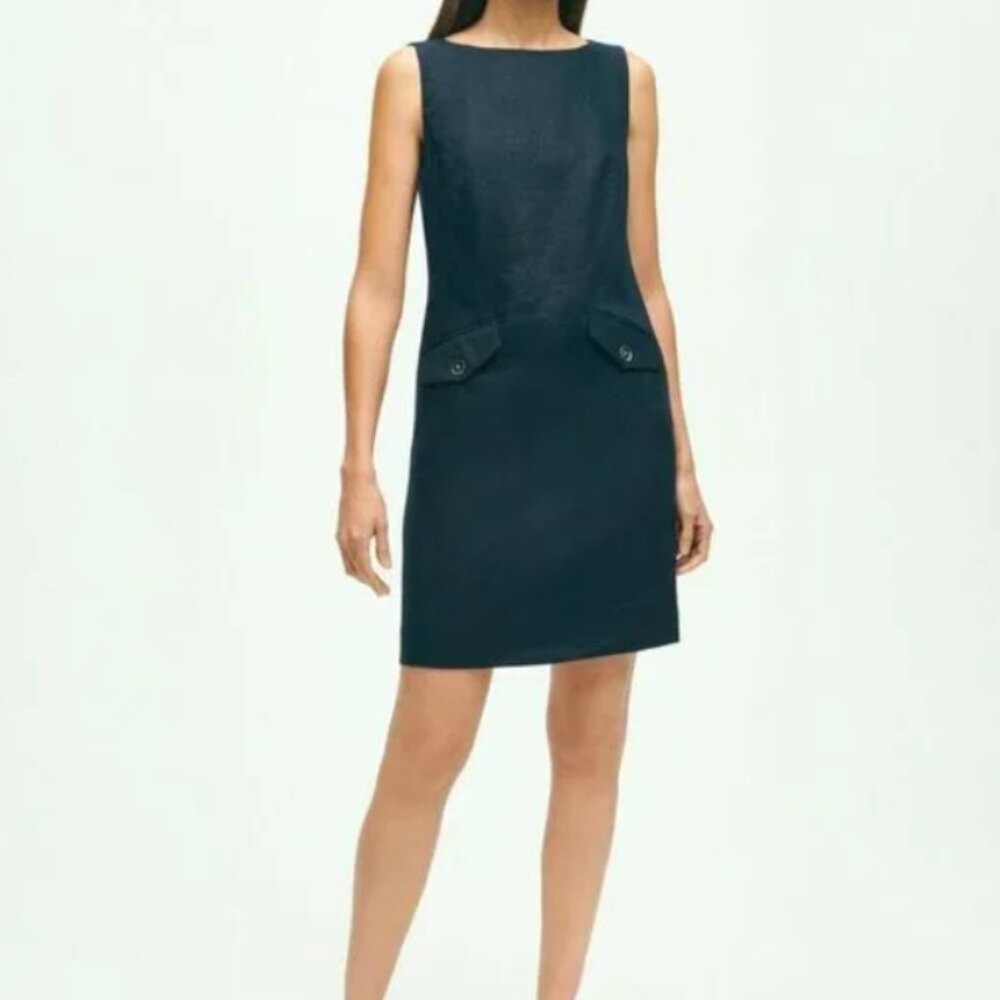 Brooks Brothers navy blue linen shift